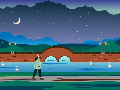 Out for a walk cityscape design illustration illustrator