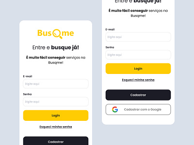 Login & Sign In Page - Services Mobile App - Busqme app design login mobile services ui ux web