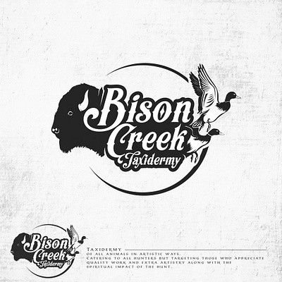 Logo for BISON CREEK TAXIDERMY___it is in use graphic design illustration logo unique design vector