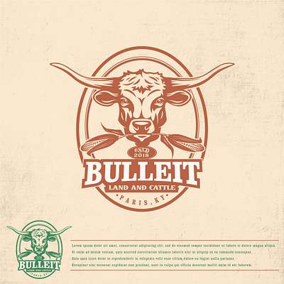 Logo idea for BULLEIT LAND and CATTLE graphic design illustration logo vector