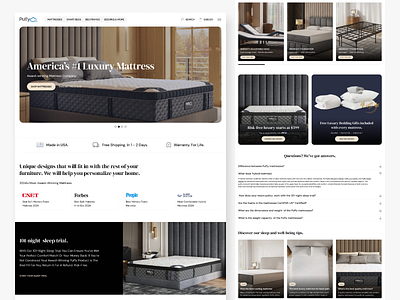 Puffy Luxury Mattress Landing Page agency clean dream making e commerce ecommerce ecommerce website ecommerce website design landing page mattresses shoping shopping cart sleep sleep magicians template ui web