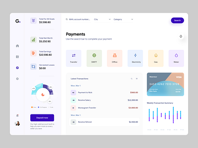 Digital Wallet Dashboard UI Concept admin panel dashboard design dashboard ui design digital wallet homepage product design saas dashboard ui concept ui design wallet web web design web page