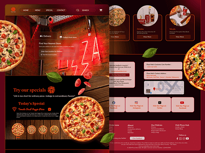 Pizza Hub website design dribbbleshowcase fooddelivery foodui moderndesign pizzawebsite uiuxdesign webdesign