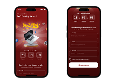 Giveaway screen branding dailyui design design thinking giveaway product design ui uiux design ux