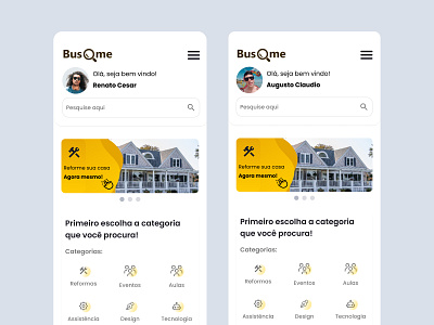 Home Page - Services Mobile App - Busqme app design home mobile ui ux
