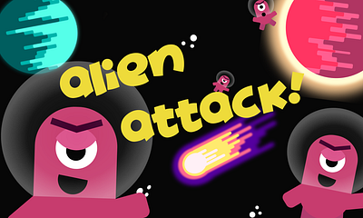 Alien Attack Game Cover art design game game design graphic design illustration kids kidsgame