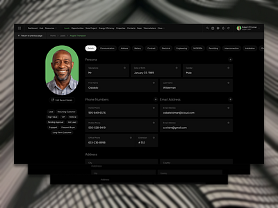 CRM - Record Details (concept) clean concept contact details email flat information lead minimal personal phone profile sketch ui ux