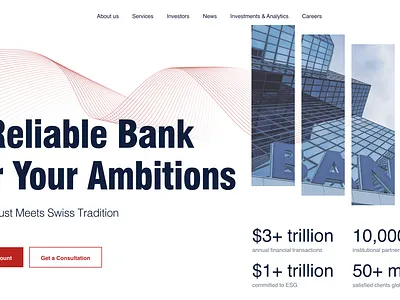 Сoncept design for the first screen of a Swiss bank website design first screen logo swiss style ui