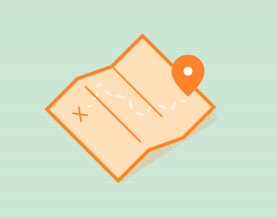 Journey and Destination Icon directions green icon illustration journey map orange path pattern pin drop teal vector