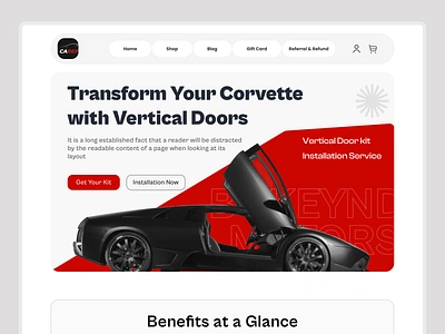 🚘Vertical Car Doo Kit Website Design branding car door website car website design door car website illustration landing page design logo product landing page design racing car ui ux ui design vertical car door website design website landing page design