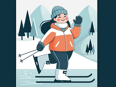 Cute Girl Skiing in Winter Vector Art for Sale branding cartoon cartoon girl cartoon skiing girl cartoonsaz character design cute cartoon skier design female skier vector girl in winter graphic design illustration minimalist skiing art skiing girl ui vector vector art vector illustration winter art winter holiday illustration