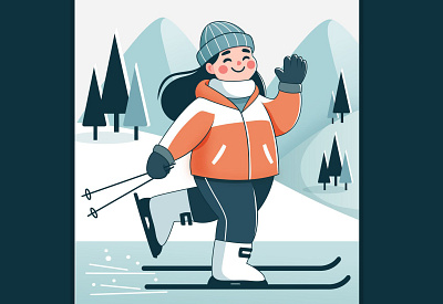 Cute Girl Skiing in Winter Vector Art for Sale branding cartoon cartoon girl cartoon skiing girl cartoonsaz character design cute cartoon skier design female skier vector girl in winter graphic design illustration minimalist skiing art skiing girl ui vector vector art vector illustration winter art winter holiday illustration