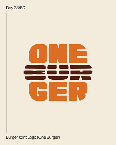 Day 33: Burger Joint Logo - One Burger #dailylogochallenge brand identity branding burger joint burger logo dailylogochallenge graphic design logo