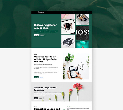 Ecogreen Landing Page - shopping website e commerce green landing page plant based shopping