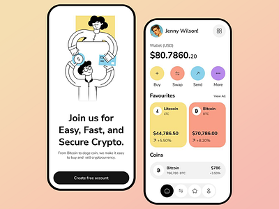 Cryptocurrency Wallet App bitcoin crypto currency crypto currency exchange crypto trading crypto wallet design digital interface easy crypto finance app fintech litecoin mobile app mobile app design mobile interface secure crypto send ui ui design ux ux design
