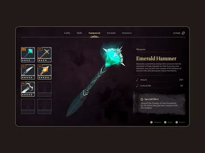 Ancient Game Concept Weapon Inventory Design figma web game concept game design game inventory game ui inventory game ui ui game uxui weapons ui web 3 web game design web3