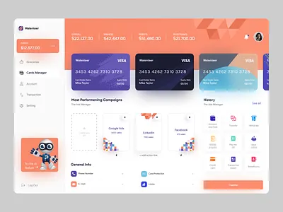 Personal Wallet Dashboard UI accounts dashboard dashboard design dashboard ui data analytics design finance homepage management tools product design saas dashboard statistics ui concept ui design wallet web web design web page