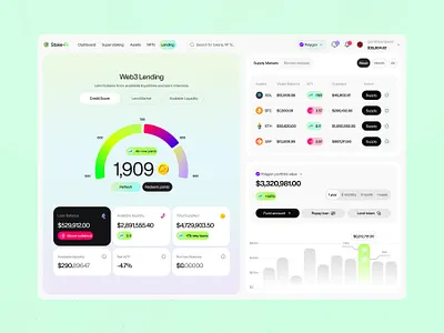 Credit scoring interface for Web3 lending. airdrop blockchain credit scoring crypto crypto lending design ui ux web3