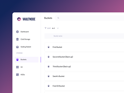 Organized Storage UI – VaultNode app branding design interaction design logo ui ux