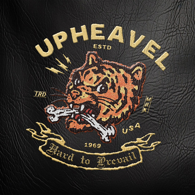 UPHEAVEL | Illustration Badge Design apparel artwork badge badge design branding design drawing embroidery graphic design hand drawn illustration leather logo merch merch design patch t shirt t shirt design texture vintage design