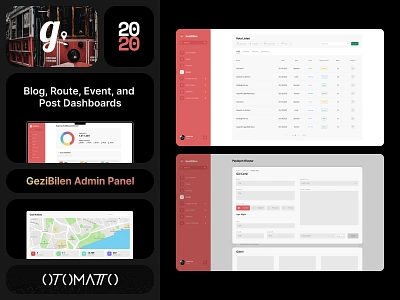 2020 - GeziBilen - Admin (Routes, Create New) create post dashboard main page ui web