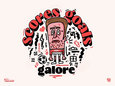 Goals Galore art branding cartoon design doodle football illustration ipad pen line art logo manchester united paul scholes pen art sketch soccer tshirt