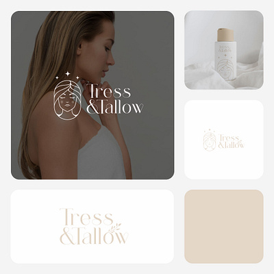 Tress&Tallow Logo beauty beauty brand brand design face graphic design logo logo design logotype sans serif typography woman