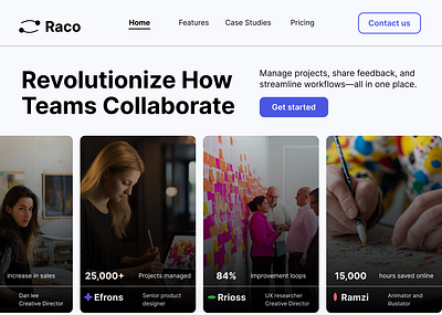 Team Collaboration website landing page design figma landing page ui ux website design