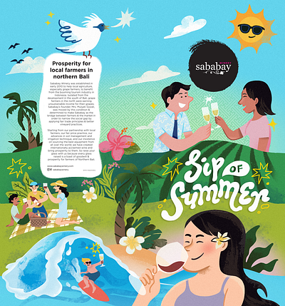 Sababay Sip of Summer KV bali illustation kv packaging procreate summer wine