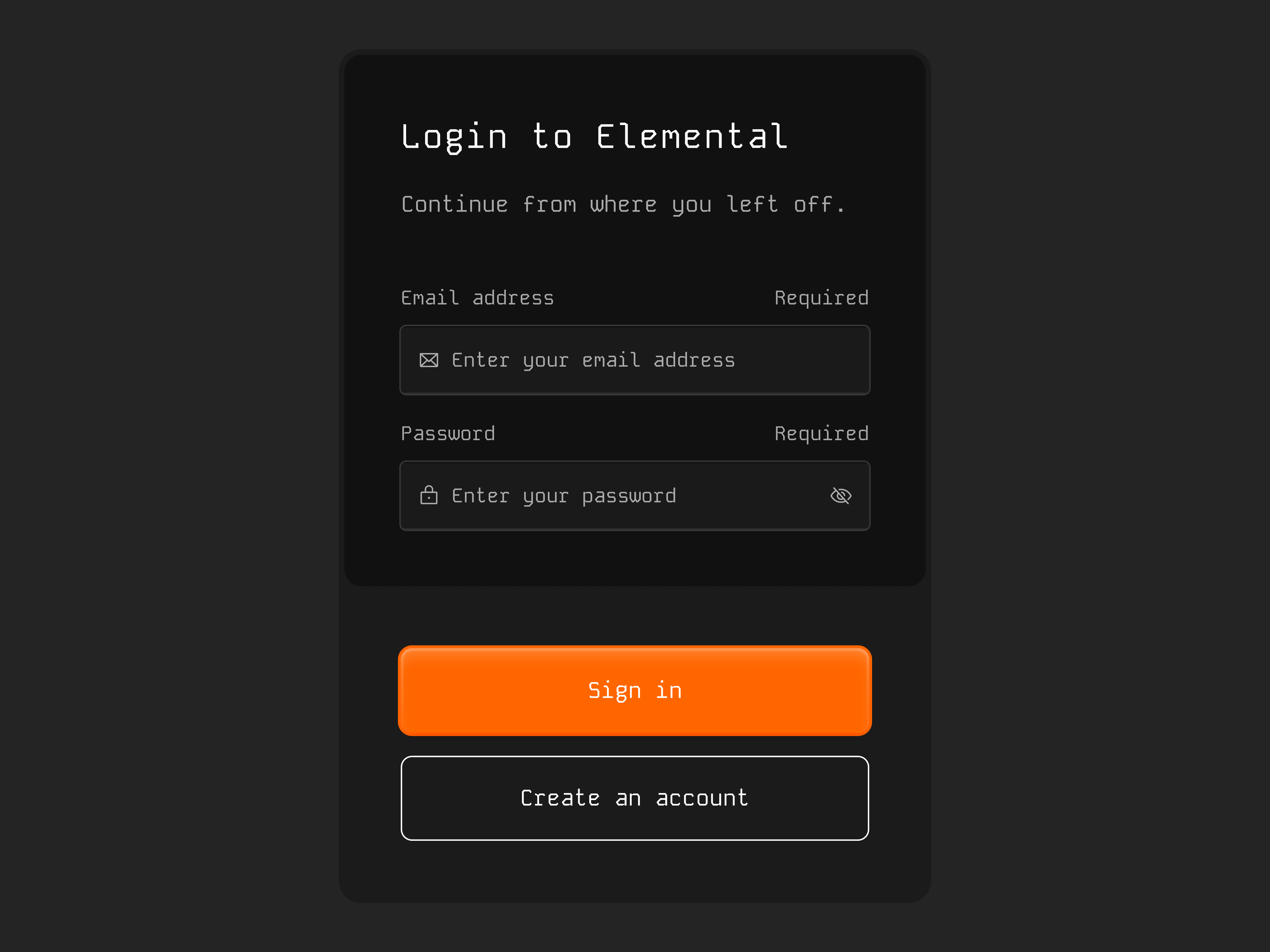 Elemental Design System apple button create effects elevated facebook form form field google input login meta outline shadows sign in stroke ui user experience user interface ux