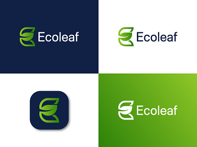 Ecoleaf brand identity design e letter emblem garden green logo leaf leaves logo logo presentation mark nature negative space