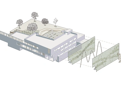 VERTICAL FARMING IN AN ELEMENTARY SCHOOL 3d animation architecture art axonometry branding design diagram graphic design illustration logo map minimal motion graphics panel post production thesis vector vector art