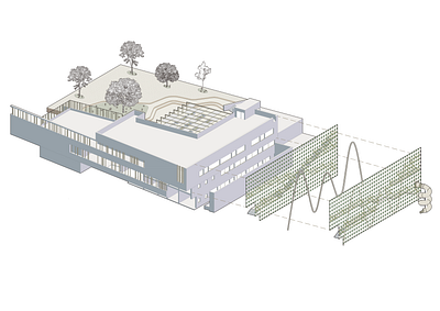 VERTICAL FARMING IN AN ELEMENTARY SCHOOL 3d animation architecture art axonometry branding design diagram graphic design illustration logo map minimal motion graphics panel post production thesis vector vector art