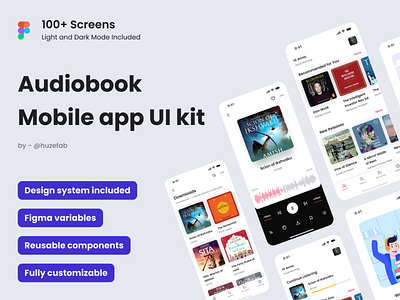 Audiobook mobile app UI kit audio audio book audio listening audio player audiobook app design kit designs system player ui kit ui8