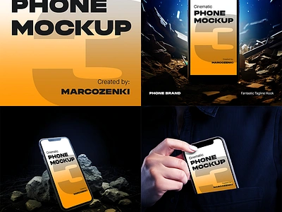 FREE 3 Cinematic Phone Mockups branding cinematic design free mockup phone product template