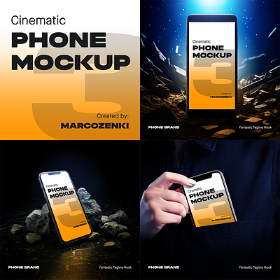 FREE 3 Cinematic Phone Mockups branding cinematic design free mockup phone product template