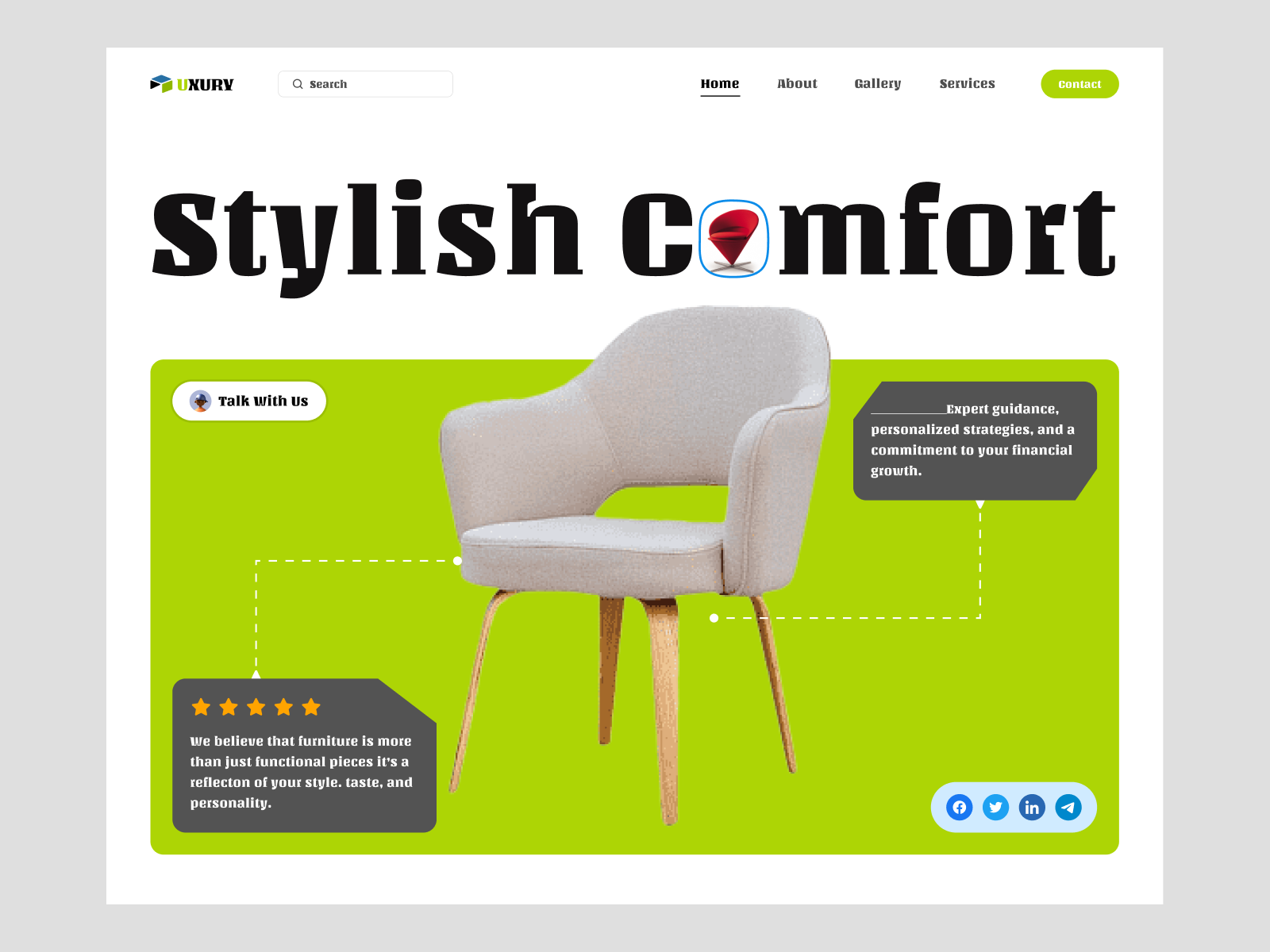 UXURY Furniture Company Landing Page Website chair e commerce furniture website ecommerce ecommerce landing page furniture furniture landingpage furniture store homedecor furniture store interior shopify shopify store shopify theme sofa ucurt landing page ui ui design website ux design web ui