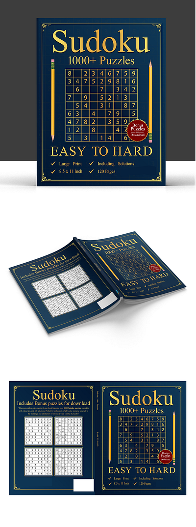 Sudoku Puzzles book cover design. 100 pages amazon book cover book cover bookaddict bookaesthetic bookcoverart bookcoverdesign ebook graphic design hardcover kindle book puzzle book sudoku