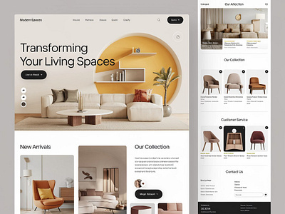 Modern Spaces Furniture Product List Page Website UI Design 3d graphic design logo ui