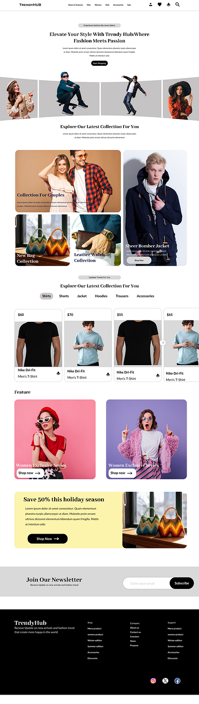 Clothing brand landing page branding clothing brand ui figmadesign graphic design header landingpage landingpagedesign latest landing page design ui ui ux designer uiux