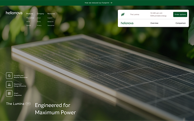 Helionova Solar Energy Startup Landing Page - Shop page branding clean corporate graphic design green landing retail saas shop shopify solar solarpanel sustainability ui ux web webdesign website