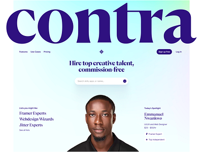 Homepage concept for Contra #2 b2b contra freelancer gradient homepage landing page marketplace talent web design