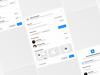 Share Project Modal --Light Theme 3d animation branding graphic design landing page logo mobile app motion graphics saas ui web design website