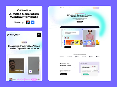 AI Video Webflow Website Template 3d ai video ai voice generator animation branding business design figma design graphic design modern design saas business template ui ux designer video agency websites video production web developer webflow webflow designer website