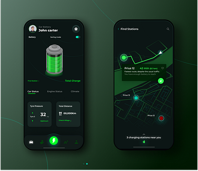 Car Battery Ui and Station Navigation car battery