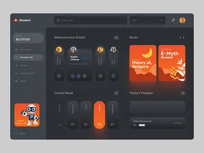 I - Unversity Dashboard UI Concept Dark Version admin panel dashboard dashboard ui design education homepage product design saas dashboard statistics ui concept ui design univercity web web design web page