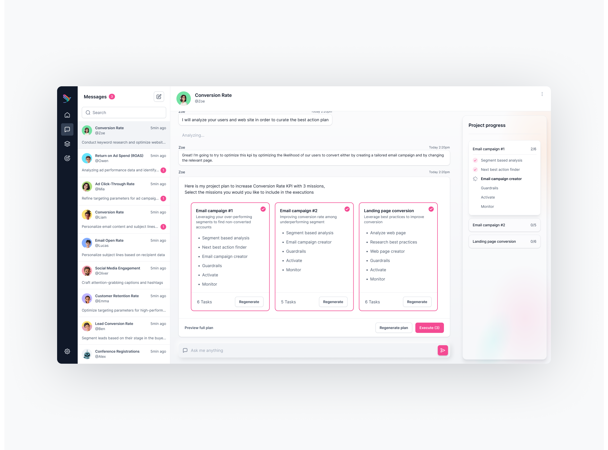 AI Agent - marketing agent agent ai ai agent automation chat conversation product design project project management