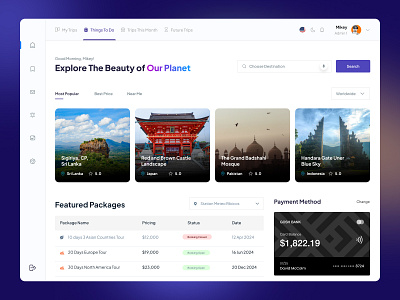 Travel Company Desktop Web App admin panel dashboard dashboard design dashboard ui design homepage product design saas dashboard travel company travelling ui concept ui design web web design web page