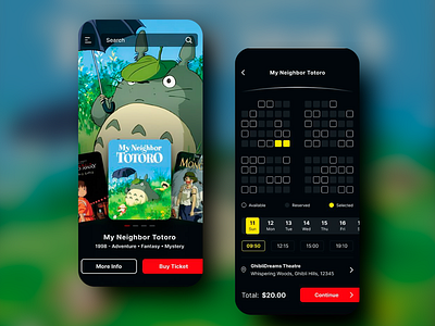 Movie Ticket Booking App Design animation themed app app for cinema lovers booking interface cinematic ui colorful visuals creative movie ui engaging user experience entertainment app interactive layout minimalist structure mobile application design modern ui design movie movie ticket app responsive app ui seat selection feature ticket reservation user friendly navigation vibrant design visual hierarchy