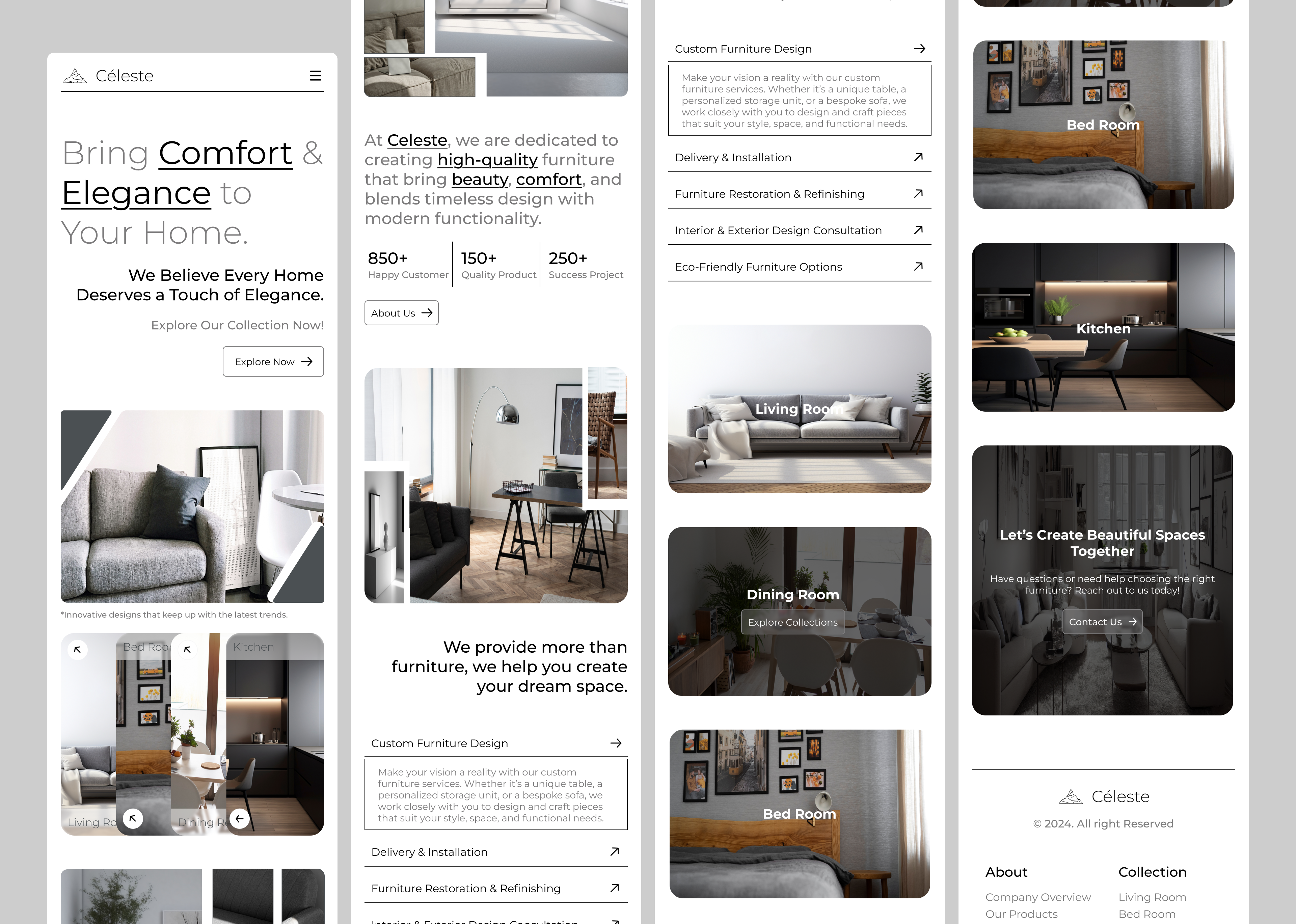 Celeste - Furniture E-Commerce Responsive Website aesthetic app architecture branding celeste clean creative ecommerce furniture graphic design grey landing page logo minimalism online shop responsive ui ux web design website
